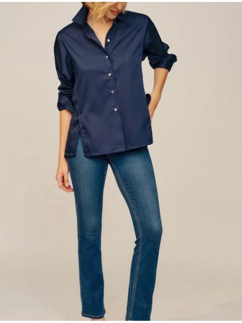 J.McLaughlin Navy Blue Alexis Shirt.  Size Medium NWT